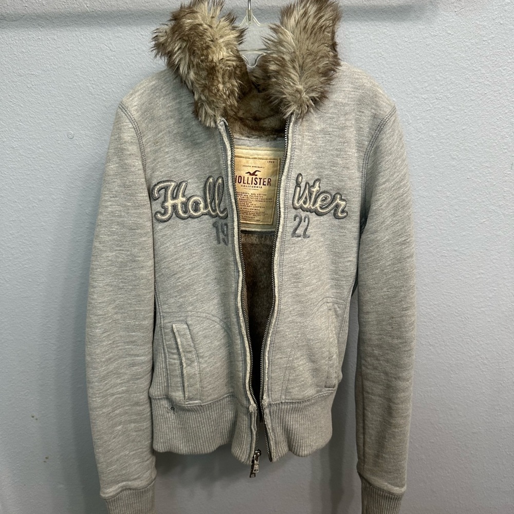 y2k Hollister furr hoodie jacket